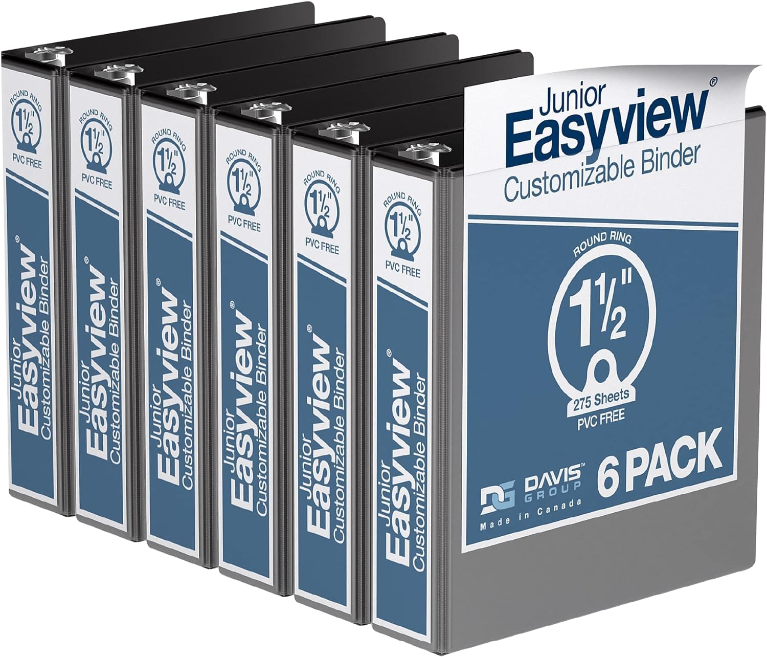 Davis Group Easyview Junior Binder, Premium Small Clear-View 3-Ring Binder For School, Office, Or Home, Made In Canada, 1.5-Inch