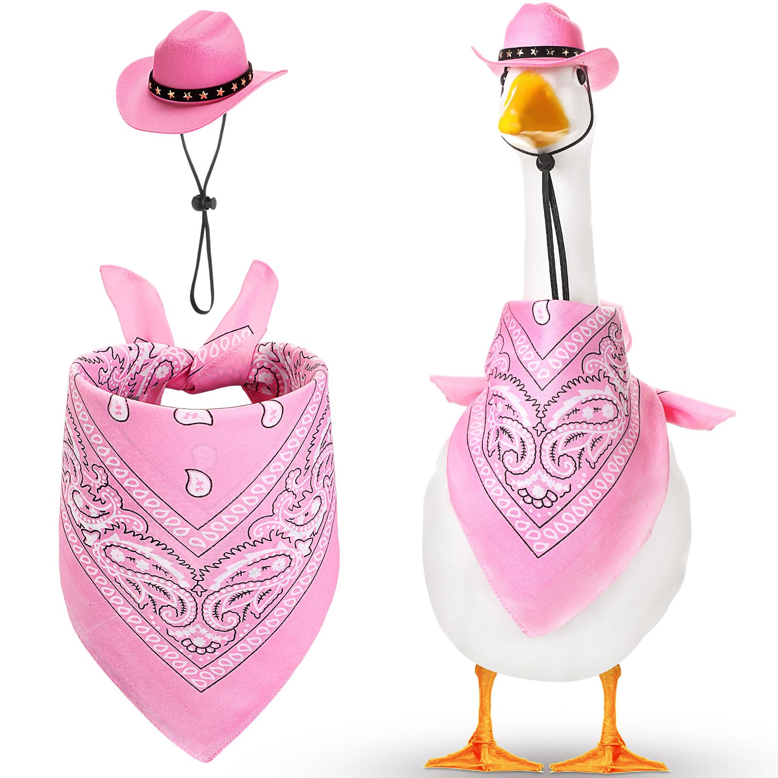 Shyyween Western Cowboy Porch Goose Outfits For 23 '/ 17 ' ' Lawn Cement Goose Statue Clothes Cowboy Hat With Bandana Scarf(Pin