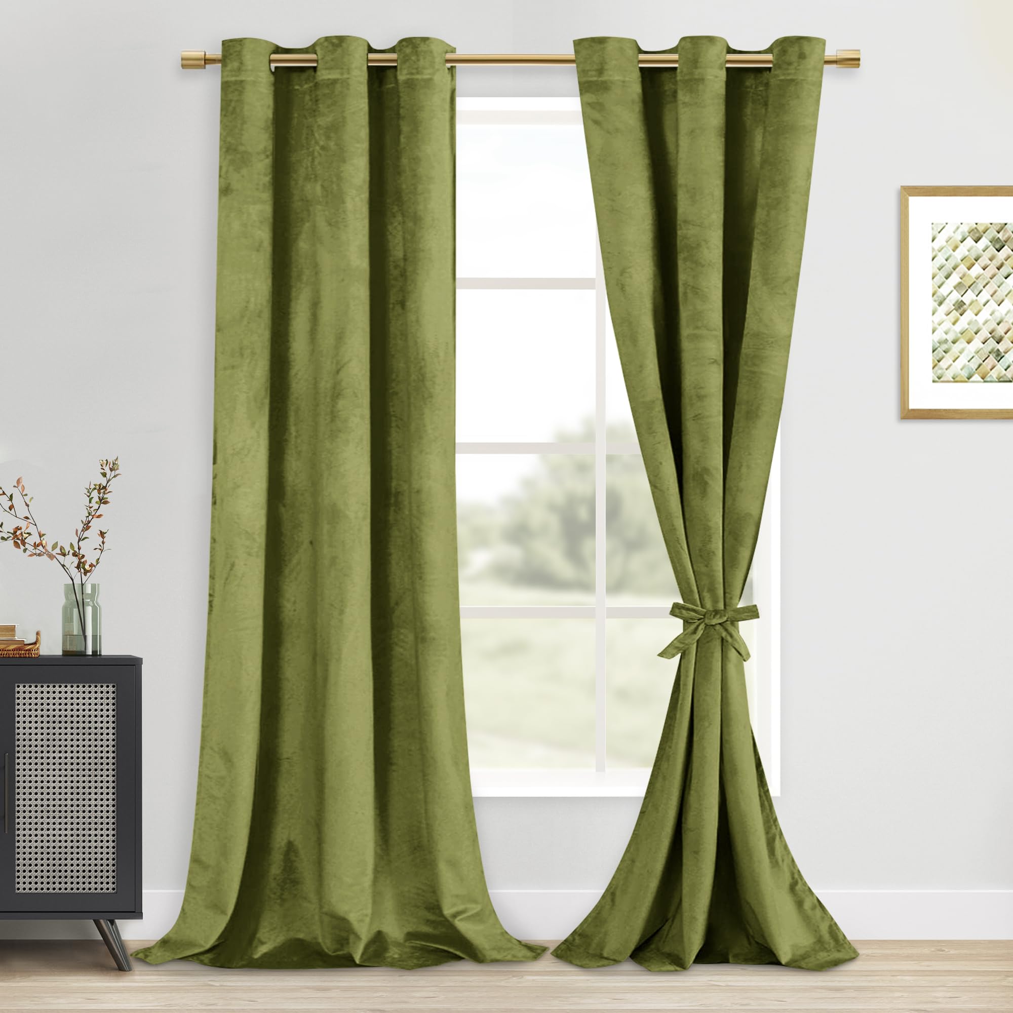DWCN Velvet Curtains - Super Soft Velvet Drapes for Bedroom Bundleable Room Darkening Heat Block Out Noise Absorb Curtain Panels
