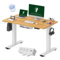 Flexispot En2 Whole-Piece Standing Desk With Clamp Power Strip, 48 X 24 Electric Stand Up Height Adjustable Desk With Cable Management (White Frame + 48' Maple Top)