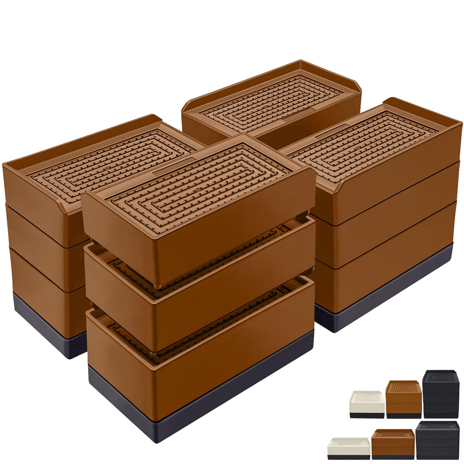 Annkut Furniture Risers 4 Inch, Heavy Duty Furniture Elevator In Heights Of 1.5, 3 Or 4 Inch, Rectangle Raising Blocks For Bed,