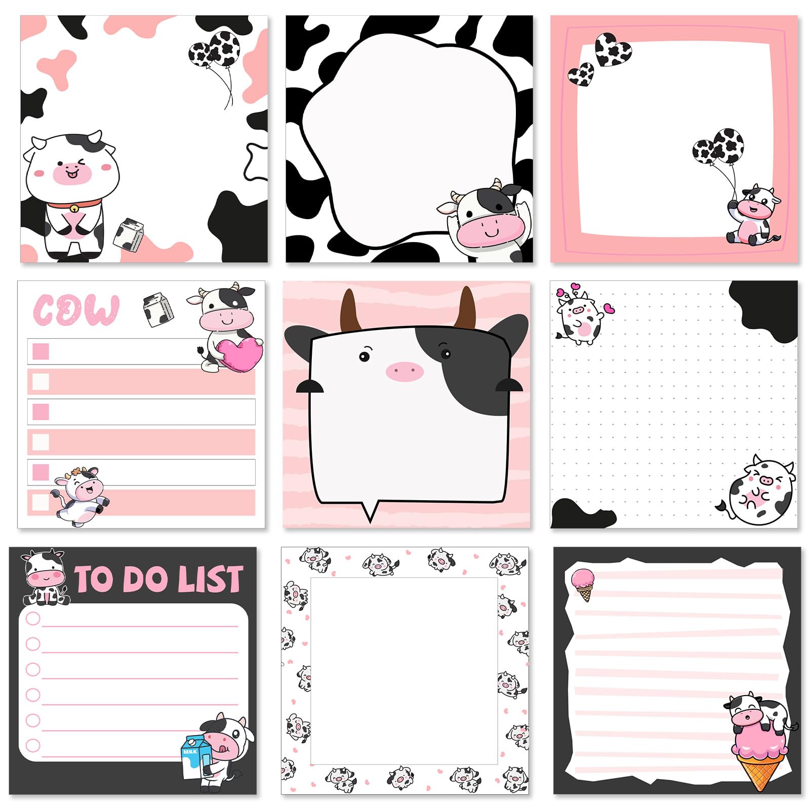 Saypacck 9 Pads Cute Sticky Notes Cartoon Animal Self Stick Notepads 3X3 Inches Notes Adhesive Memo Pad Office Decor Gifts For S