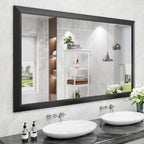Amorho Black Bathroom Mirror, 60x36 Inch Thick Metal Framed Wall Mirrors for Over 2 Sinks, Bedroom, Living Room, Entryway, Large
