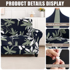 Searchi Stretch Sofa Cover Printed Couch Cover, Floral Pattern 4 Pieces Sofa Slipcover With 3 Separate Cushion Cover, Washable Furniture Protector For Living Room(Sofa, Navy Blue)