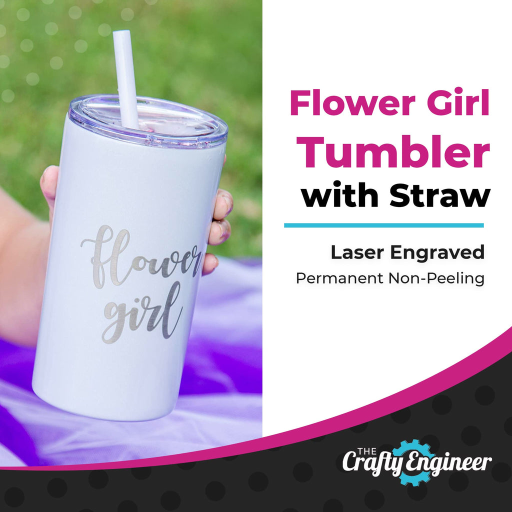 The Crafty Engineer Charming Flower Girl Tumbler With Straw - Flower Girl Proposal Gifts For Wedding Day - Double-Walled Stainle
