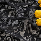Aligogo Black Floral Valances For Windows Halloween Victorian Scalloped Sheer Valance Curtain For Bathroom Door Basement Windows