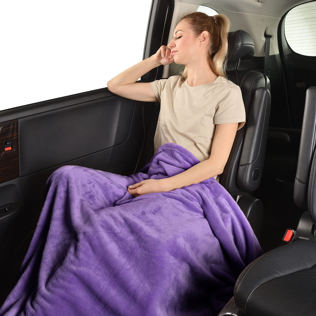 Sochow Flannel Fleece Blanket Queen Size, All Season Lightweight Super Soft Cozy Blanket For Bed Or Couch, Purple, 90X90 Inches