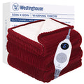 Westinghouse Heated Throw Blanket, Soft Flannel Sherpa Electric Blanket With 6 Heating Levels & 2-10 Hours Auto Shut Off, Fast H