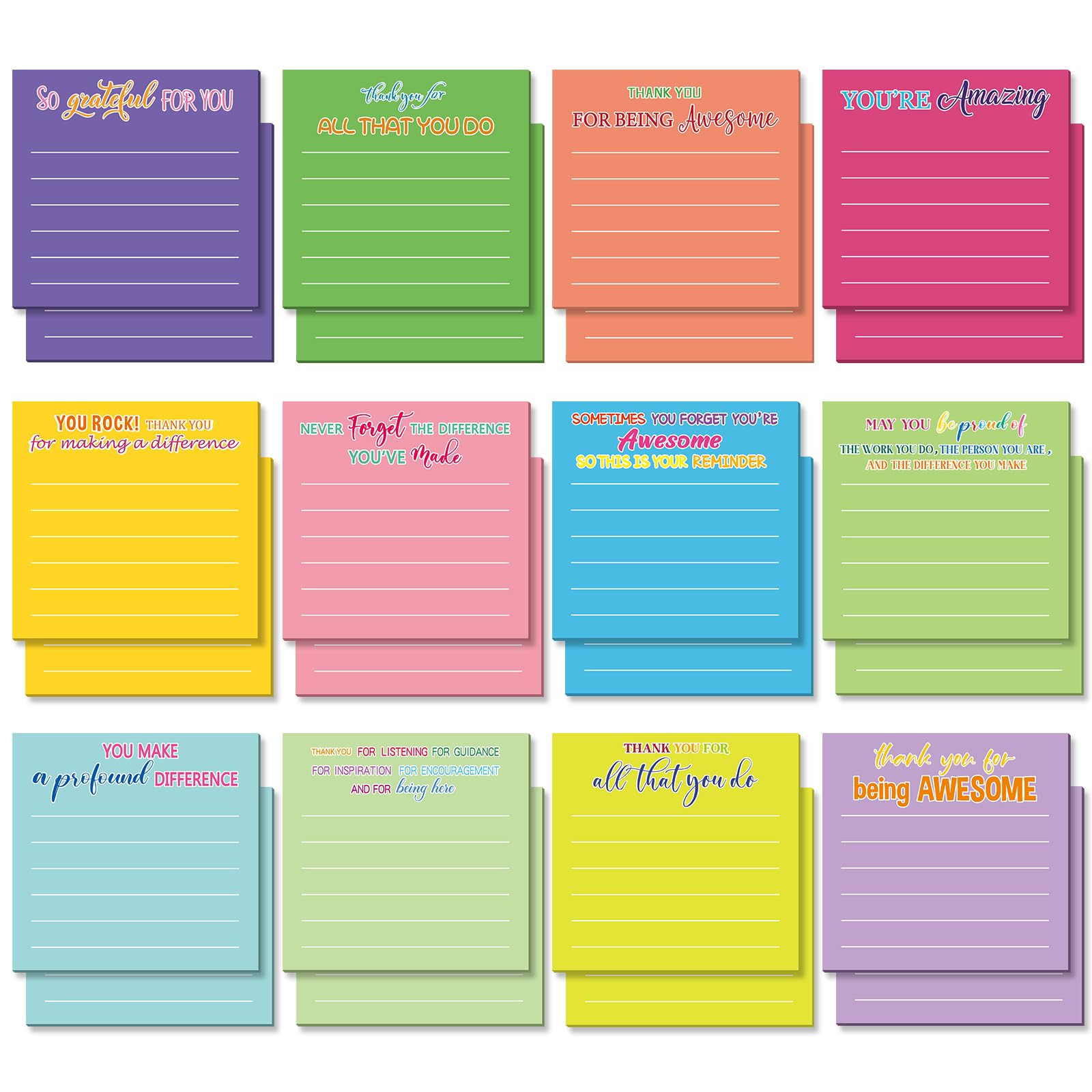 Yinder 24 Pcs Employee Appreciation Sticky Notes Thank You Gifts Bulk Note Pads With Sayings Teacher Gift Mini Pocket Inspiratio