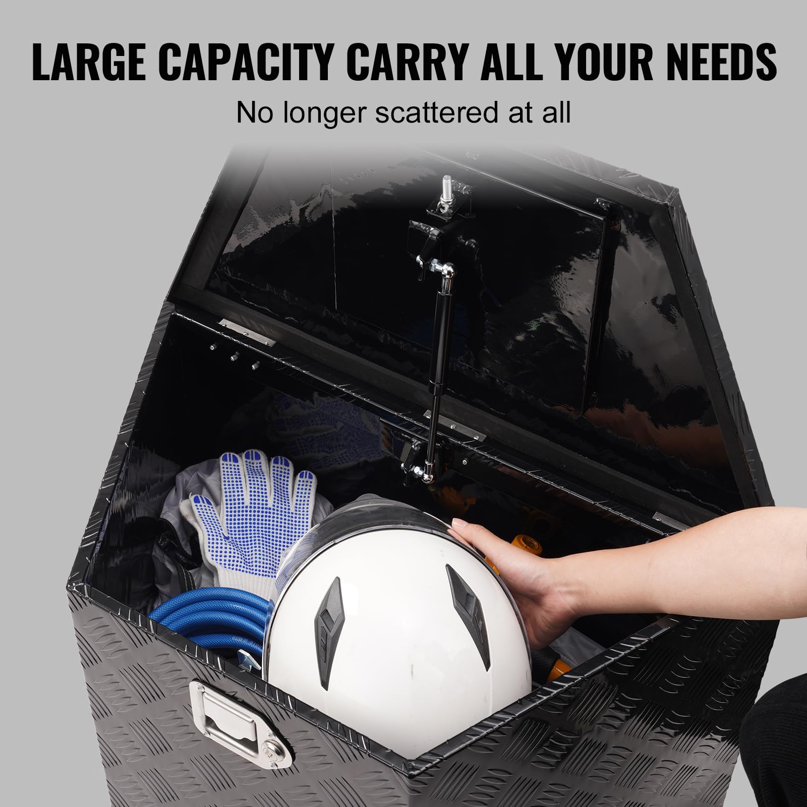 Vevor Trailer Tongue Box, Aluminum Alloy Diamond Plate Tongue Box Tool Chest, Heavy Duty Trailer Box Storage With Lock And Keys,