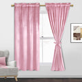 Jiuzhen Pink Velvet Curtains 63 Inches For Living Room - Privacy Protect Room Darkening Rod Pocket Thick Velvet Window Drapes Fo