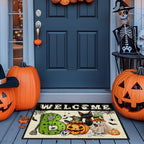 Segxcfl Halloween Door Mat Boo Ghost Pumpkin Welcome Mat Rubber Non Slip Bathroom Rugs Black Cat Linen Mat Indoor Outdoor Entran