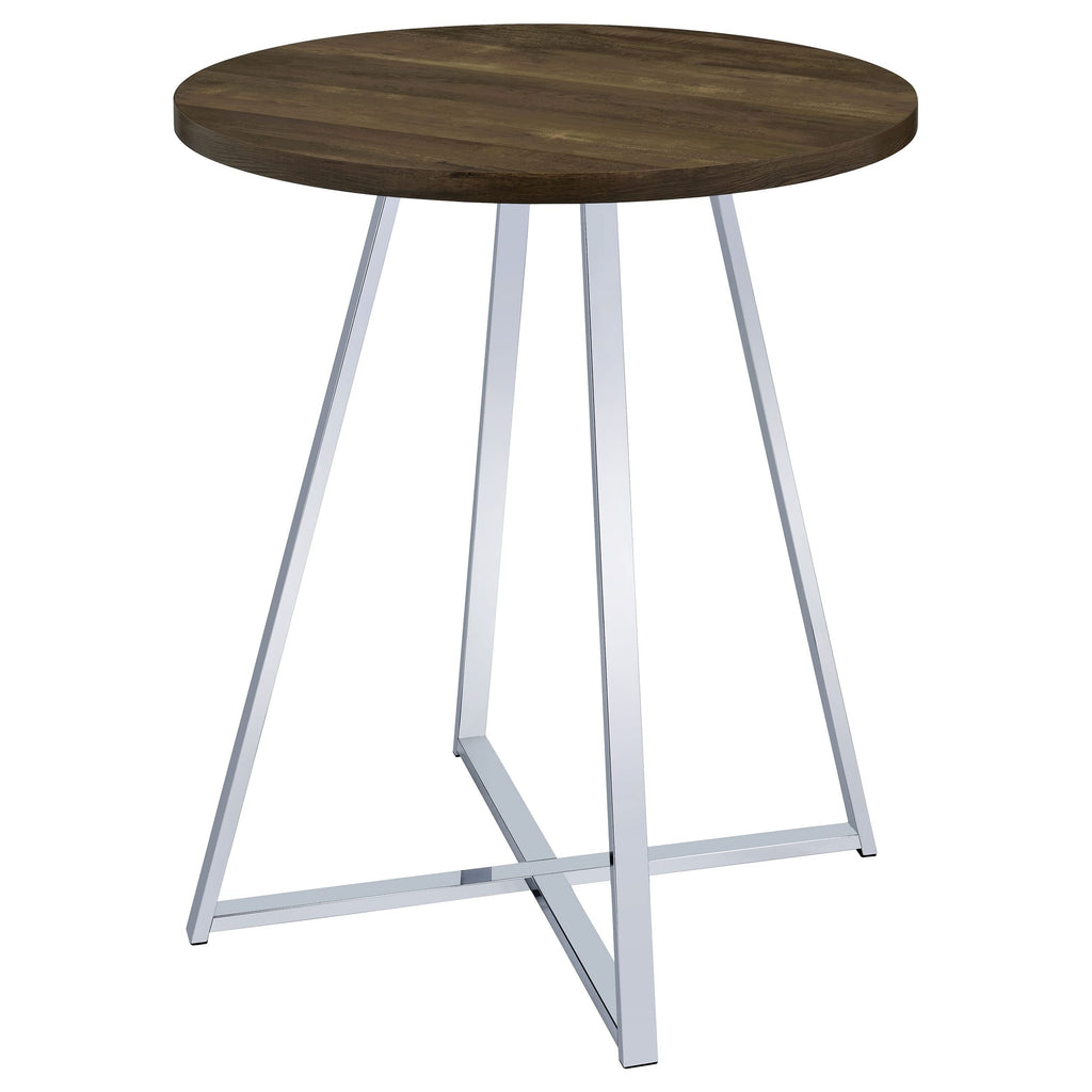Coaster Home Furnishings Burkhart Sled Base Round Bar Table Brown Oak and Chrome