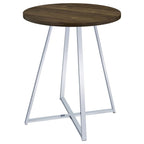 Coaster Home Furnishings Burkhart Sled Base Round Bar Table Brown Oak and Chrome