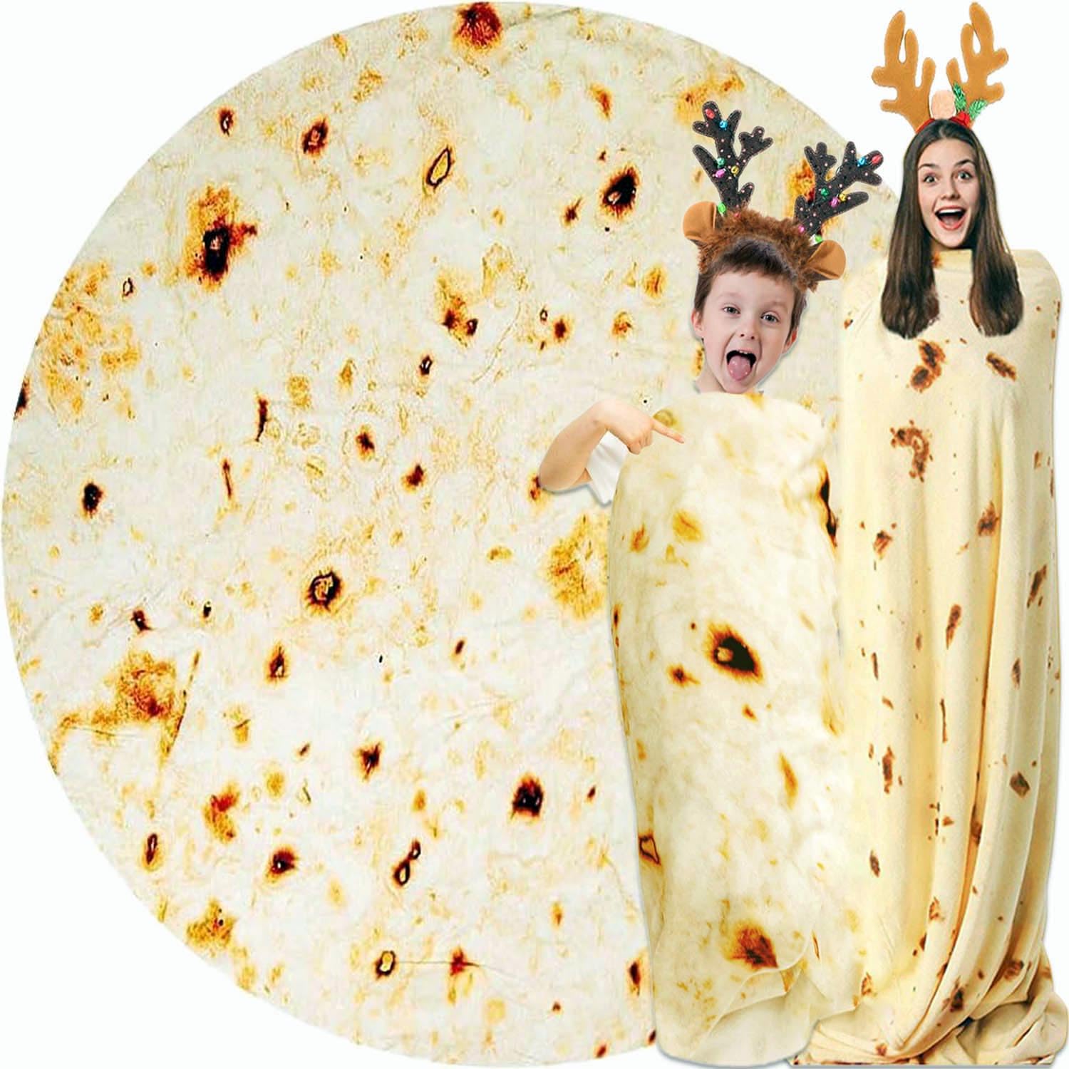 Adults White Elephant Gifts For Kids Stuff Useful Burrito Tortilla Blanket Teenager Funny Throw Blankets 61In Boy Girl Round Sof