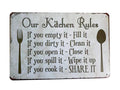 Grace Home Kitchen Rules Plaque Wall Decor Rustic Metal Tin Signs Posters Farmhouse Kitchen Rules Tin Sign 12X8-Inch