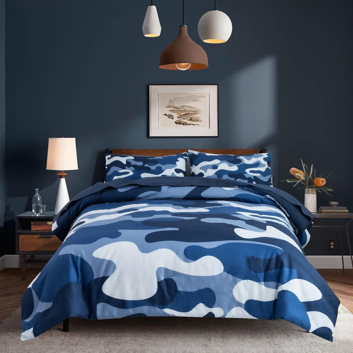 Holawakaka Twin Size Camouflage Bedding Comforter Set With Sheets, Boys Girls Men Camo Bed In A Bag 5 Pieces, Kids Teens Dorm Be