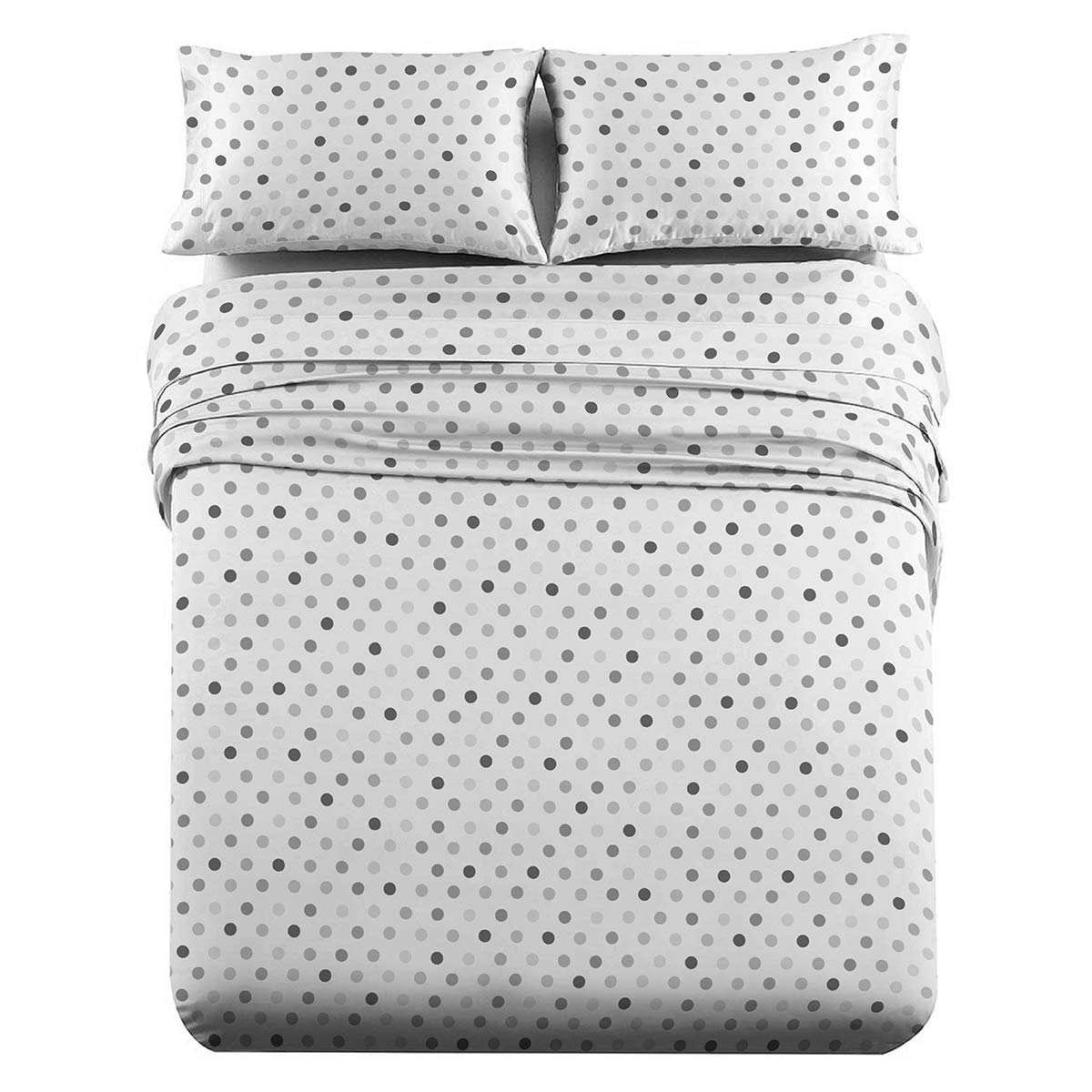 Royal Tradition Heavyweight Flannel, 100-Percent Cotton Queen 4Pc Bed Sheets Set, Polka Dots Print, 170 Gsm