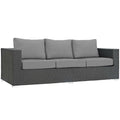Modway EEI-1860 Sojourn Wicker Rattan Outdoor Patio Sunbrella Fabric Sofa in Canvas Gray
