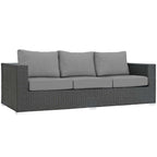 Modway EEI-1860 Sojourn Wicker Rattan Outdoor Patio Sunbrella Fabric Sofa in Canvas Gray