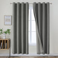 Joydeco Grey 90 Inch Blackout Curtains, Gray Blackout Curtains 90 Inches Long For Living Room, Thermal Insulated Linen Blackout