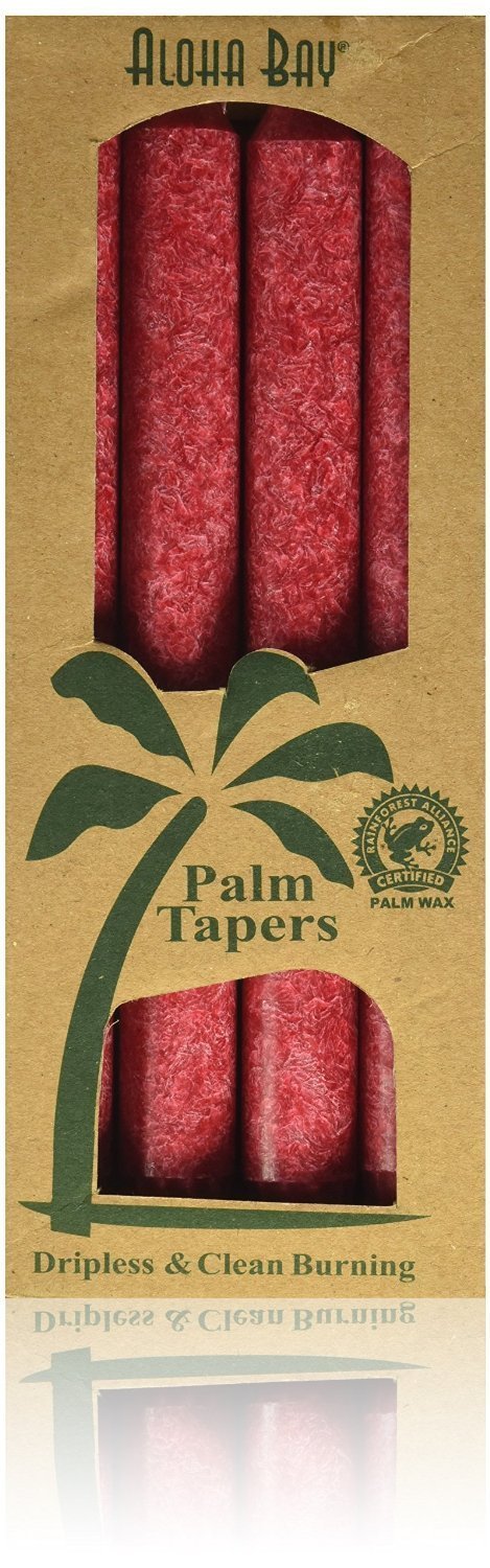 Aloha Bay Palm Tapers Red - 4 Candles