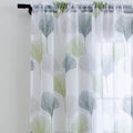 Linentalks Green Leaf Curtains For Living Room, Scandinavian Pattern Sheer Curtains 84 Inch Length 2 Panels Set, Sheer Floral Cu