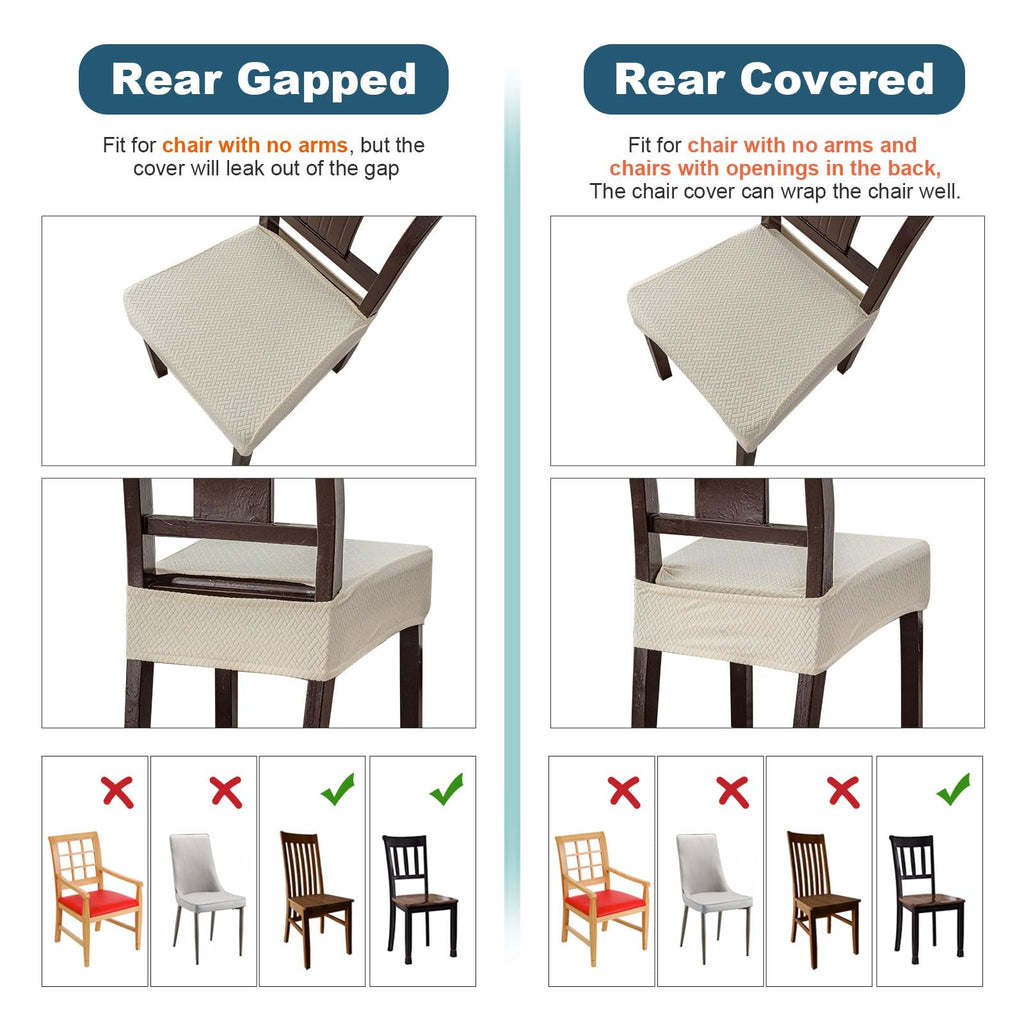 Genina Waterproof Seat Covers For Dining Room Chair Covers Waterproof Dining Chair Covers (2 Pcs-Rear-Gapped, Beige)