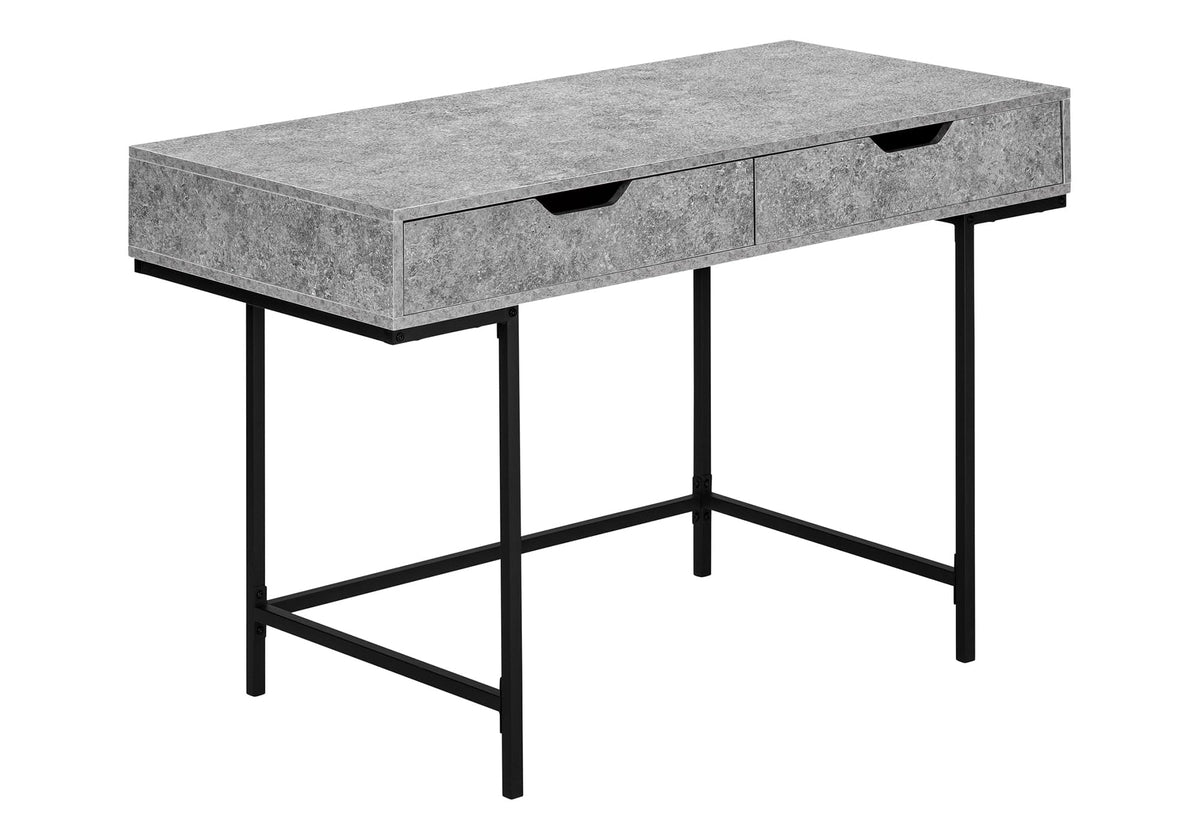 Monarch Specialties 7559 Computer Desk, Home Office, Laptop, Storage Drawers, 48' L, Work, Metal, Laminate, Contemporary, Modern Desk-48 L Grey Stone-Look Black, 47.25' L x 23.75' W x 30' H