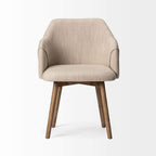HomeRoots Cream Fabric Wrap with Brown Wooden Base Dining Chair