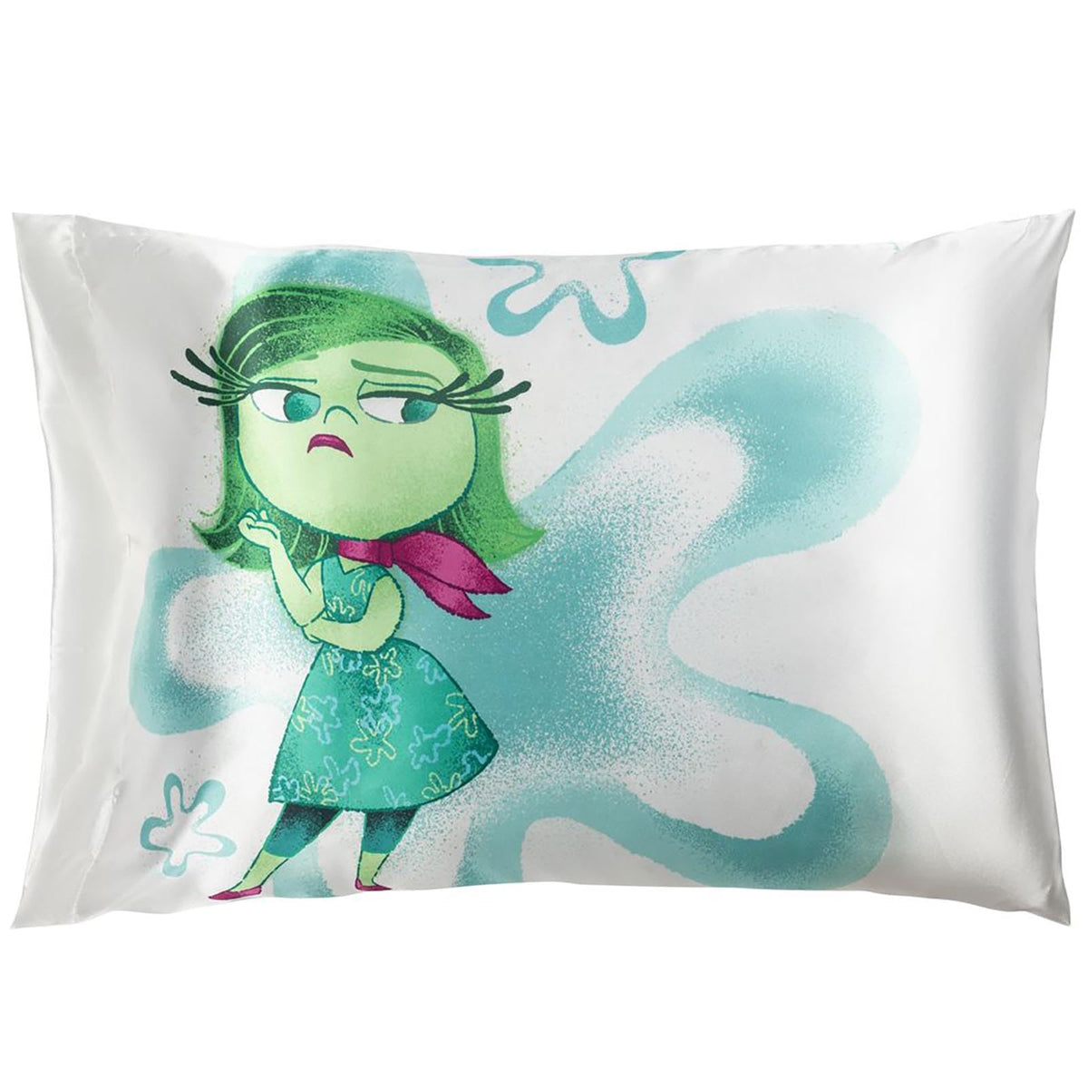 Jay Franco Disney Pixar Inside Out Disgust Satin Pillowcase - Standard Size 20X30 Inch Silky Soft White Premium Pillow Cover