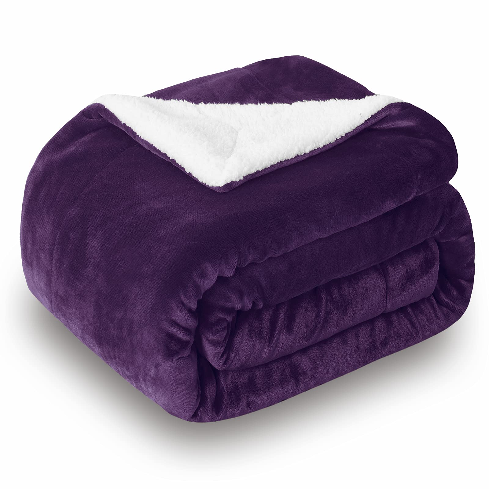 Sochow Sherpa Fleece Throw Blanket, Double-Sided Super Soft Luxurious Plush Blanket Twin Size, Aubergine 60Inch X80'