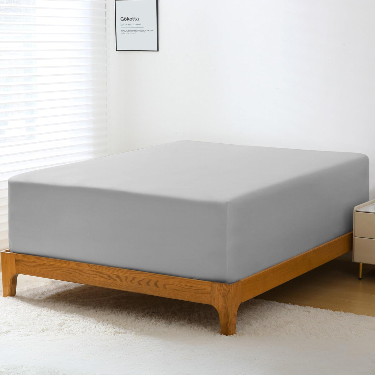 Gokotta King Size Fitted Sheet Only - 100% Rayon Derived From Bamboo, Fitted Sheet With 24 Inch Extra Deep Pocket, Super Soft Bo