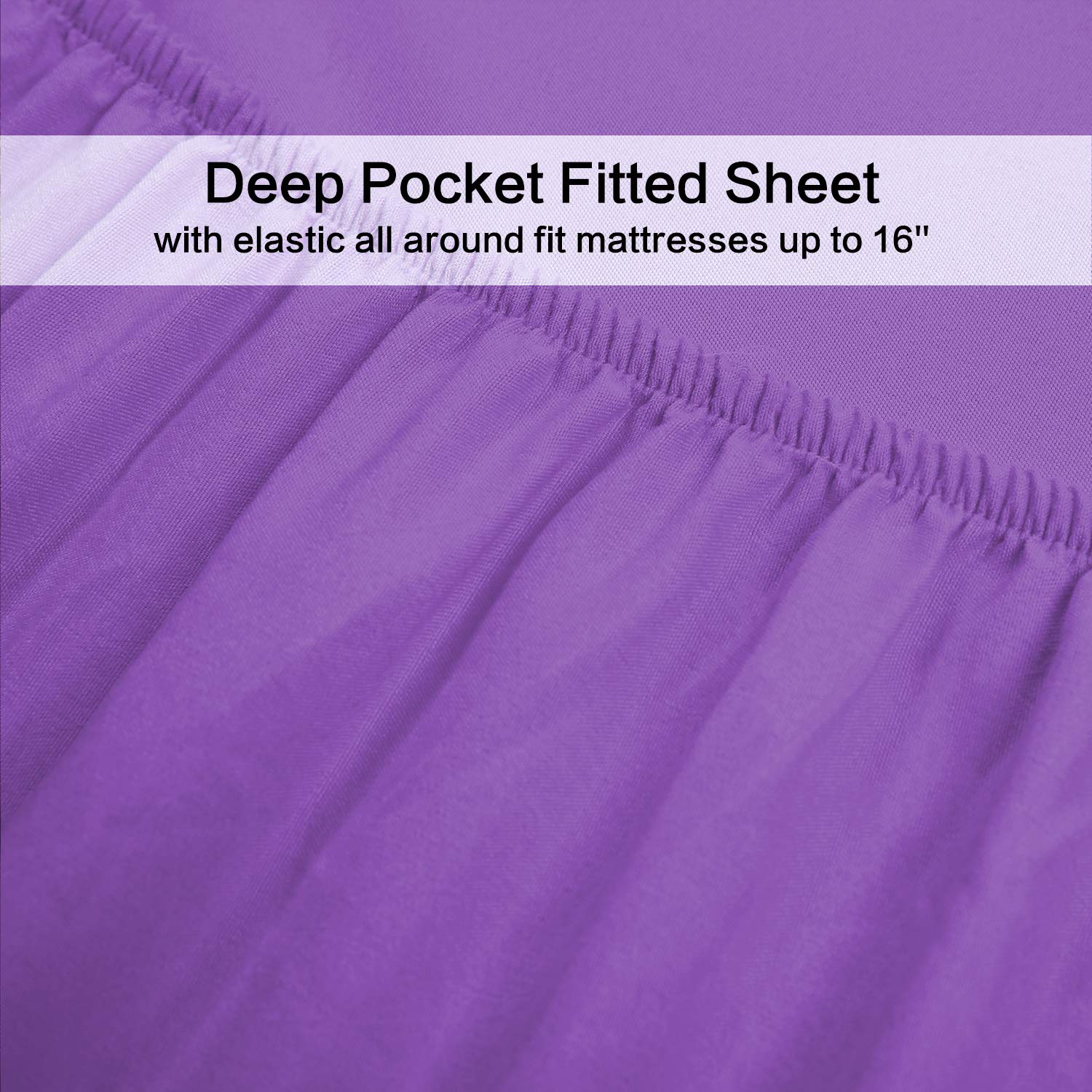 4 Piece Bed Sheet Set (Queen,Violet) 1 Flat Sheet,1 Fitted Sheet And 2 Pillow Cases,Brushed Microfiber Luxury Bedding With Deep Pockets