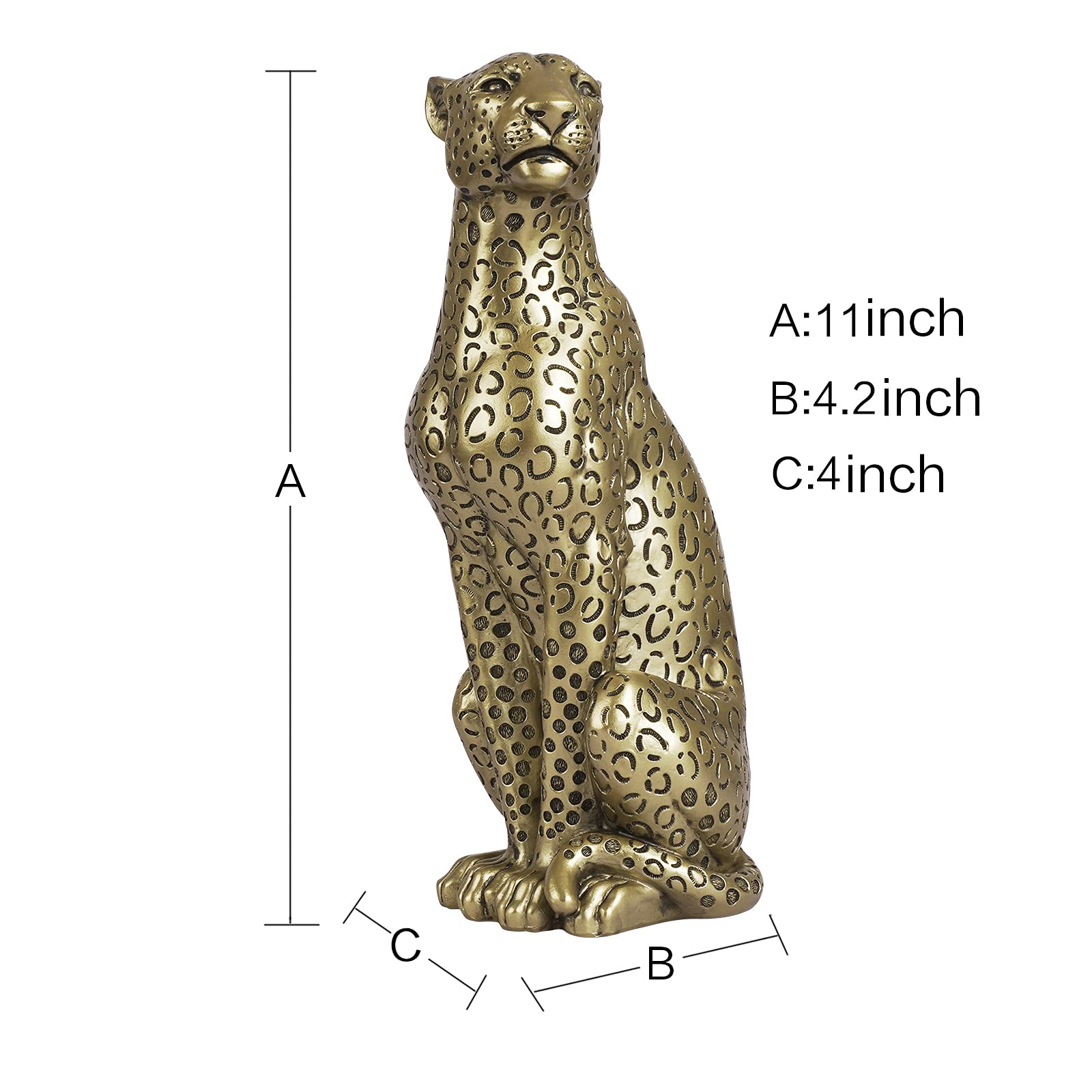 Polyroyal Cheetah Statue Home Decor Leopard Sculpture Resin Sitting Cheetah Figurine Desktop Table Top Ornament Decoration For H