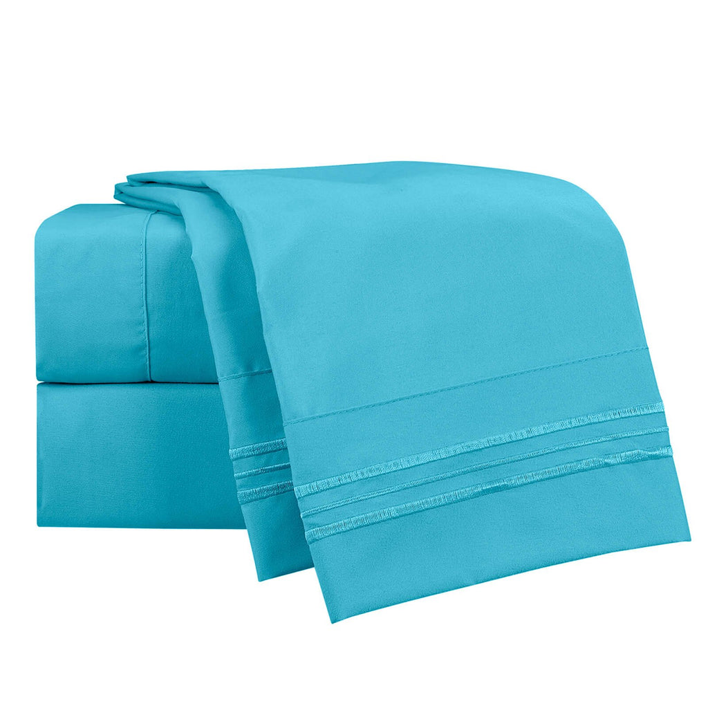 Clara Clark Twin Xl Sheets Set, Deep Pocket Bed Sheets For Twin Xl Size Bed - 3 Piece Twin Xl Size Sheets, Extra Soft Bedding Sheets & Pillowcases, Beach Blue Sheets Twin-Xl