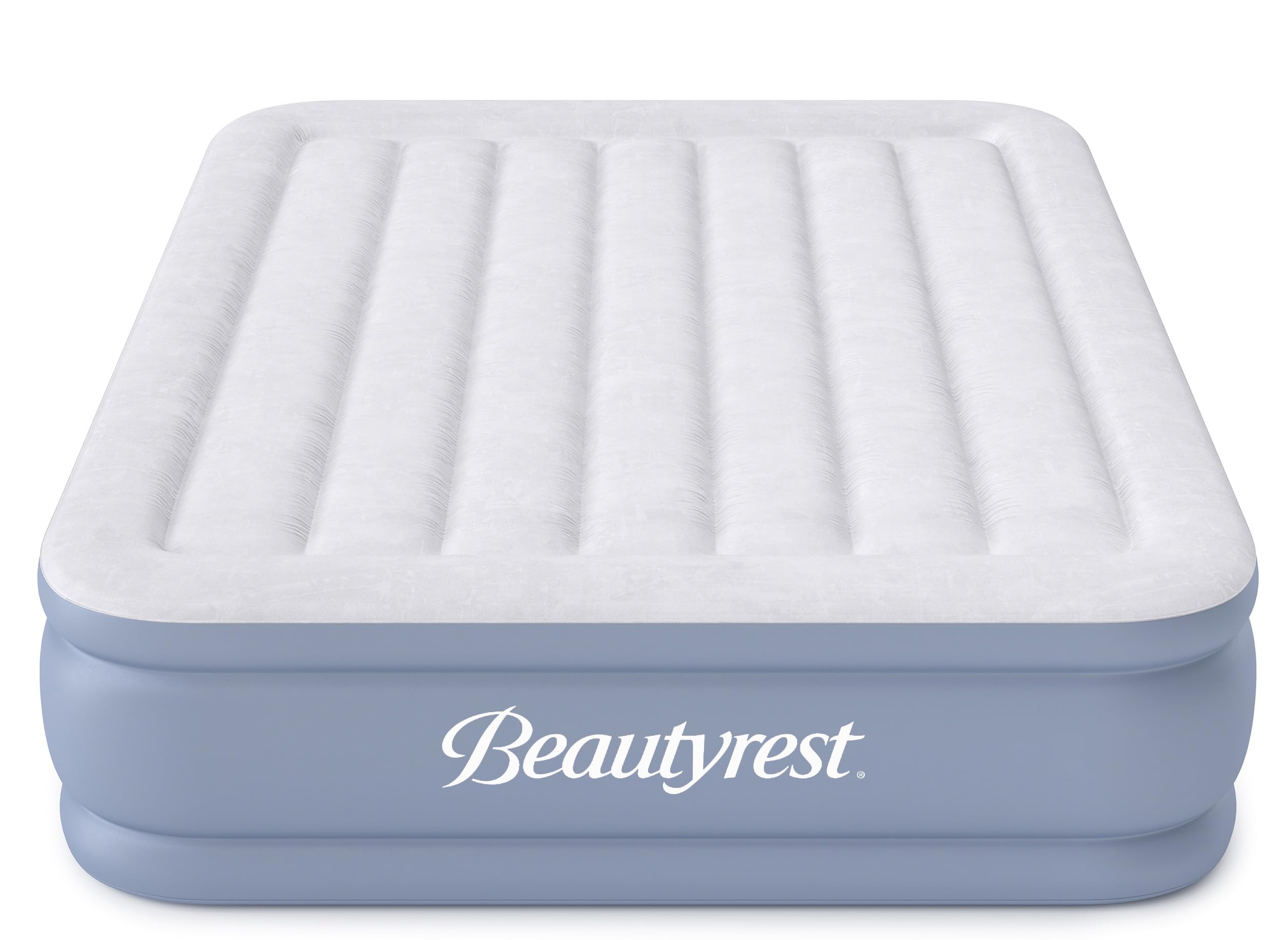 Beautyrest Hi-Loft Inflatable Mattress: Raised-Profile Air Bed with External Pump, Full Blue