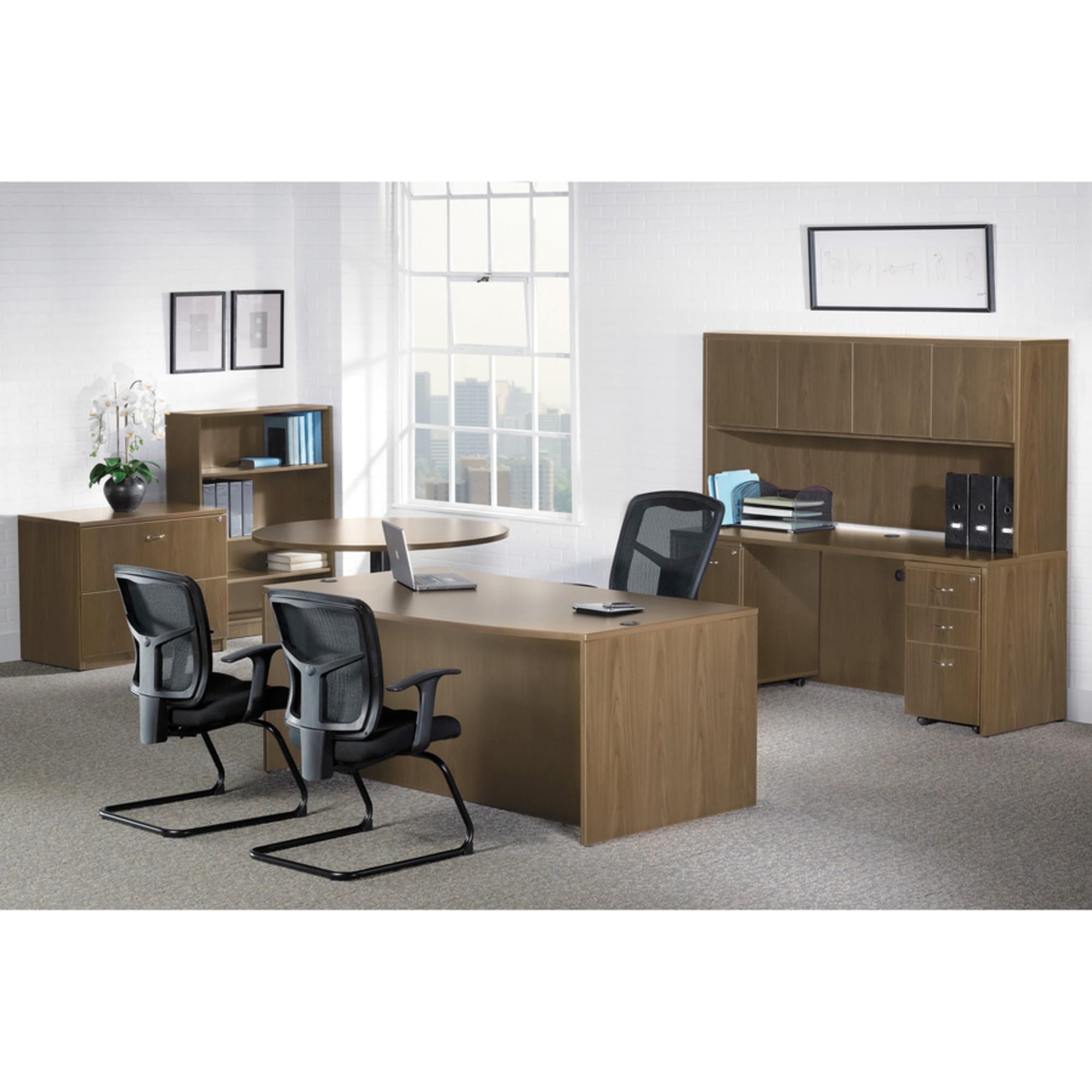Lorell Essentials Walnut Laminate Stack-on Bookshelf, 36" x 15" x 36"