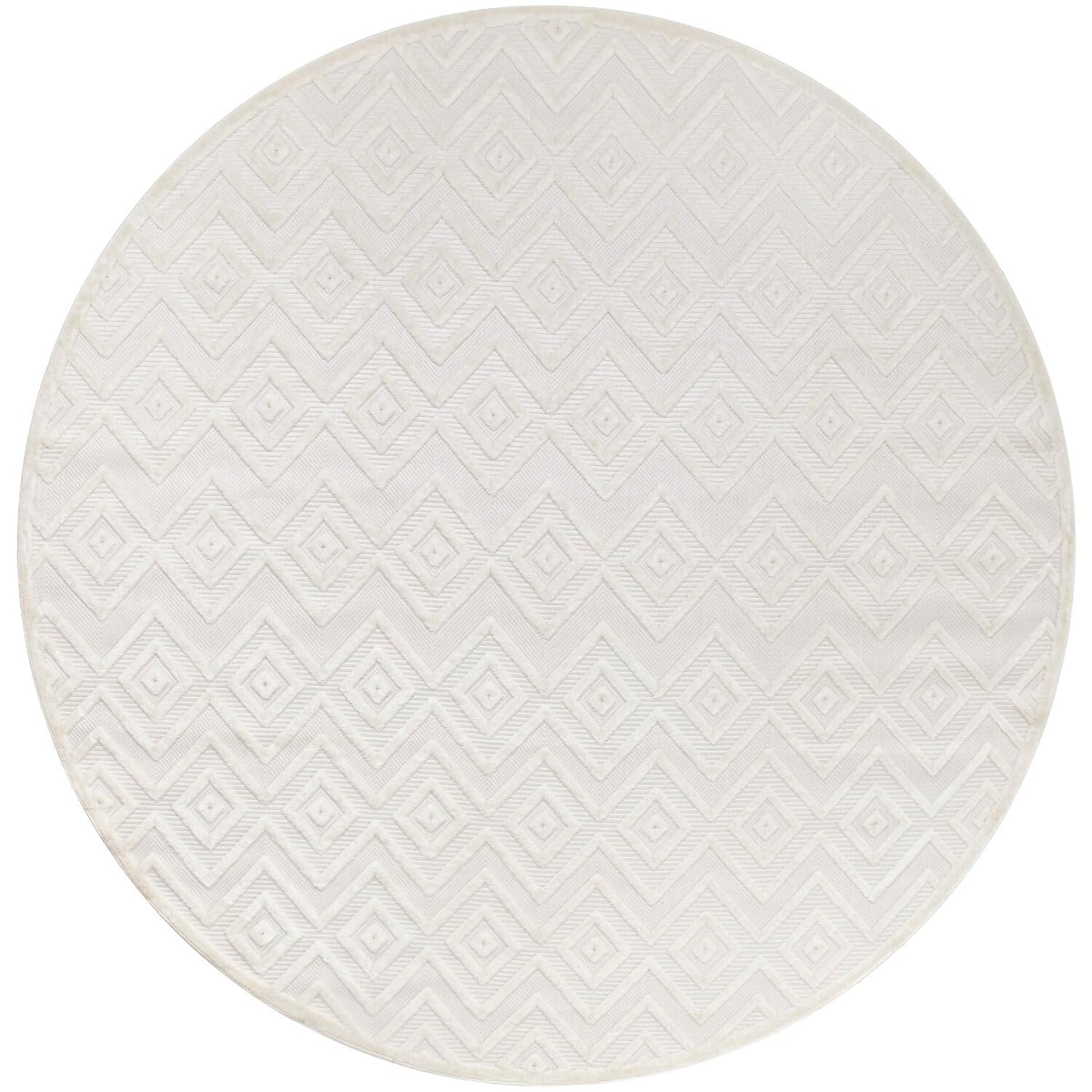 Nourison Versatile Indoor/Outdoor Ivory White 10' X Round Area Rug, Easy Cleaning, Non Shedding, Bed Room, Living Room, Dining R