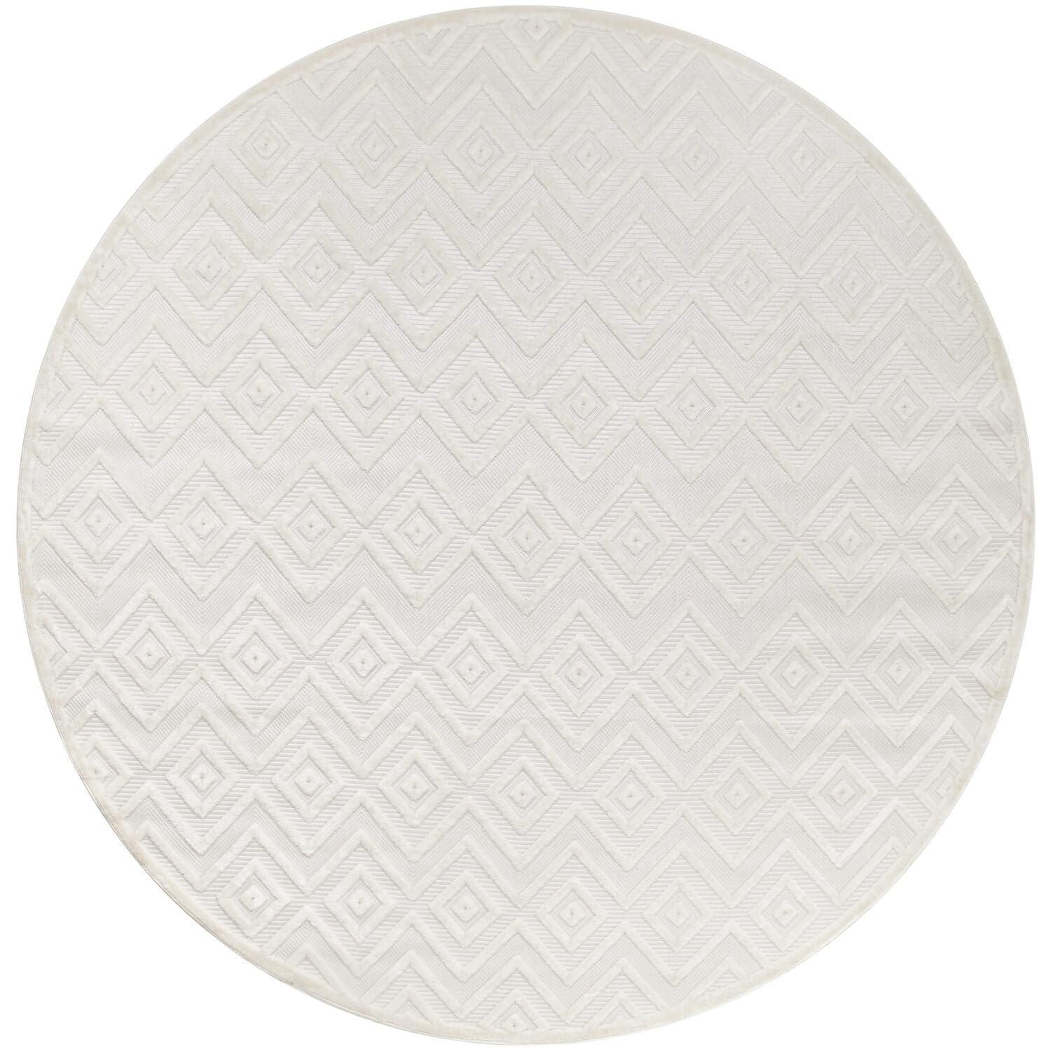Nourison Versatile Indoor/Outdoor Ivory White 10' X Round Area Rug, Easy Cleaning, Non Shedding, Bed Room, Living Room, Dining R