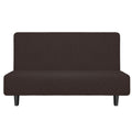 Easy-Going Stretch Futon Slipcover Armless Futon Bed Cover Furniture Protector Without Armrests With Elastic Bottom For Kids, Soft Jacquard Fabric Small Checks (Medium, Chocolate)