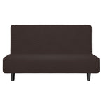 Easy-Going Stretch Futon Slipcover Armless Futon Bed Cover Furniture Protector Without Armrests With Elastic Bottom For Kids, Soft Jacquard Fabric Small Checks (Medium, Chocolate)