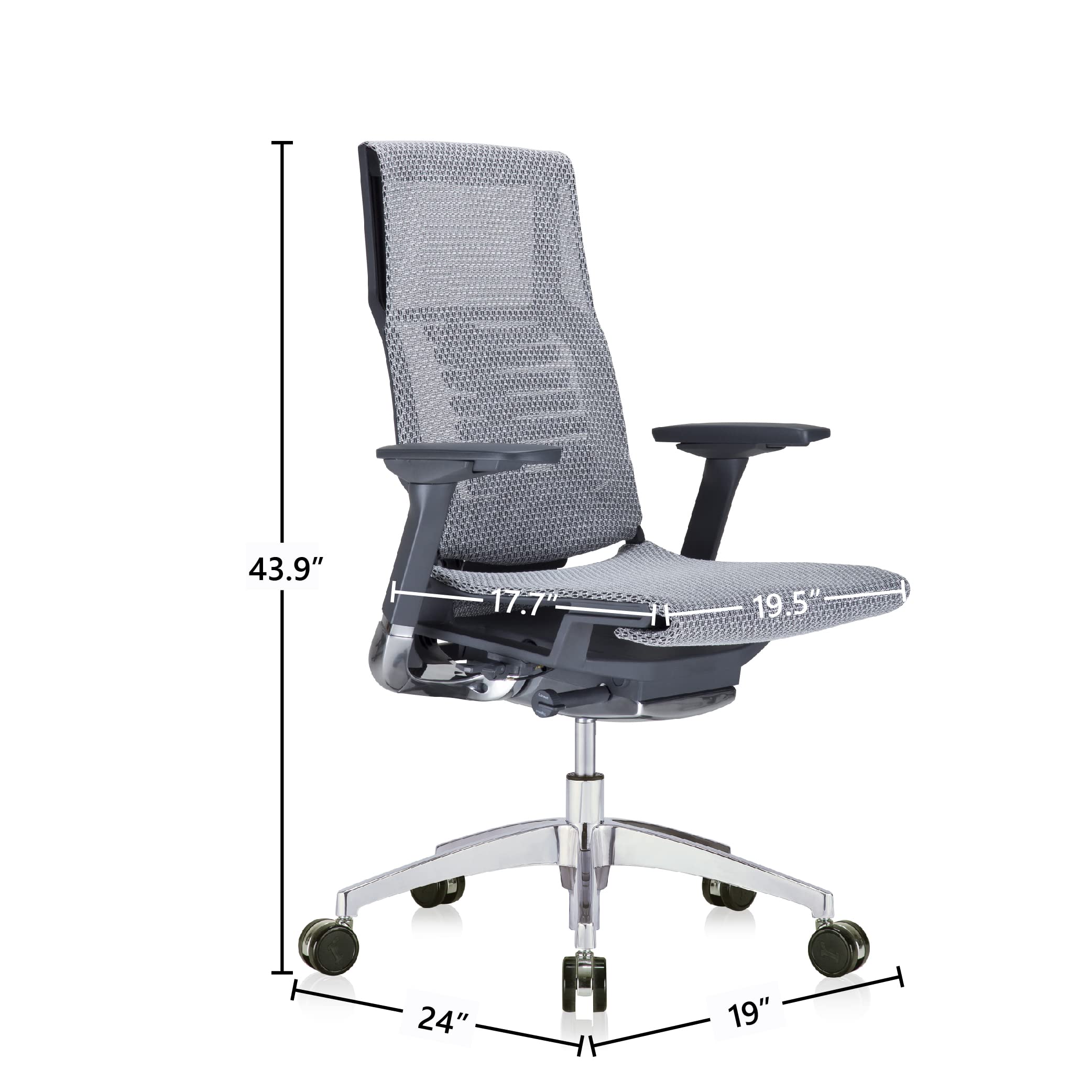 Eurotech Seating Powerfit Charcoal Frame-All Mesh Desk Chair, Black