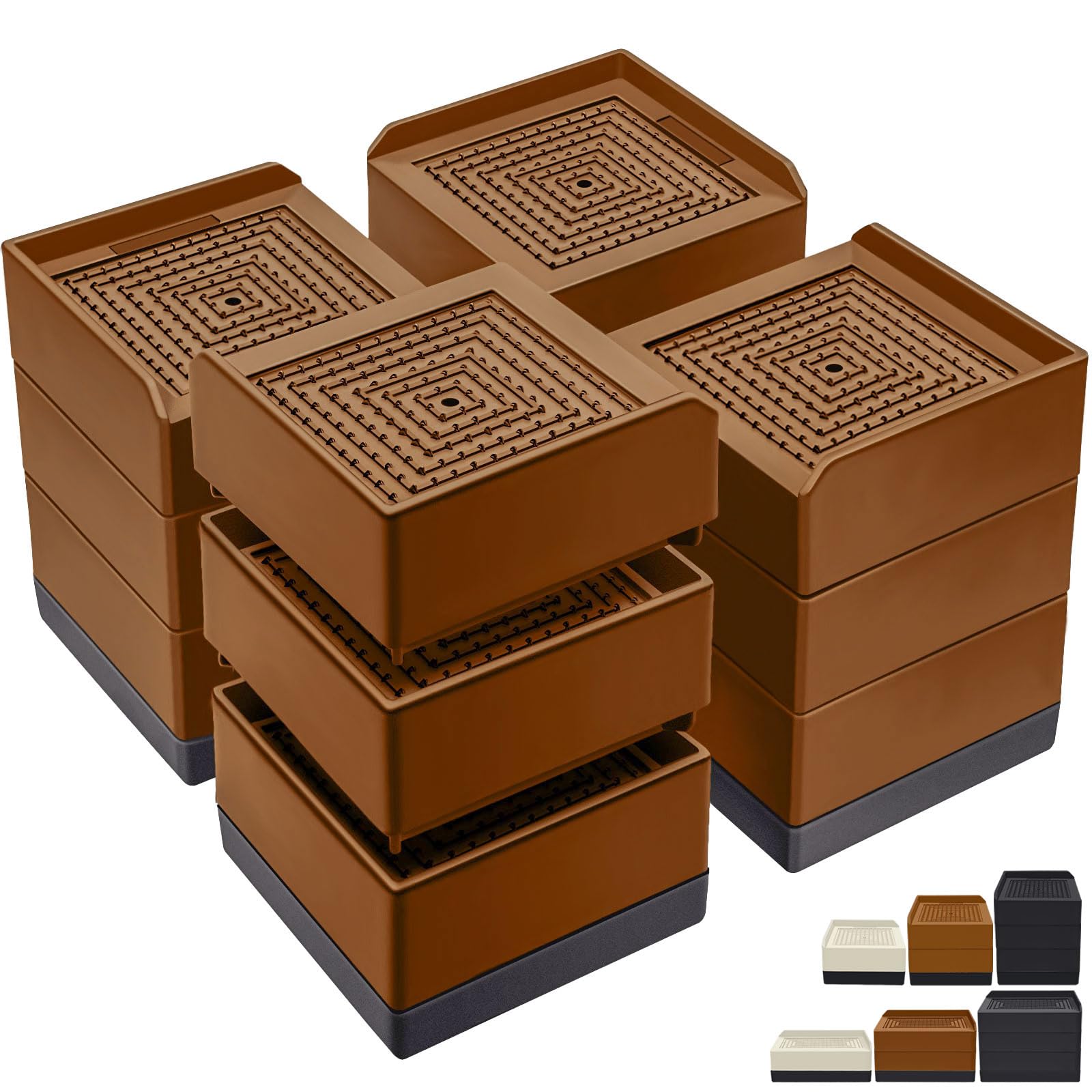 Annkut Bed Furniture Risers 4 Inch, Heavy Duty Furniture Elevator In Heights Of 1.5, 3 Or 4 Inch, Square Raising Blocks For Bed,