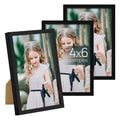 upsimples 4x6 Picture Frame Set of 3, Made of High Definition Glass for 4 x 6 Black Frames, Wall and Tabletop Display Thin Borde