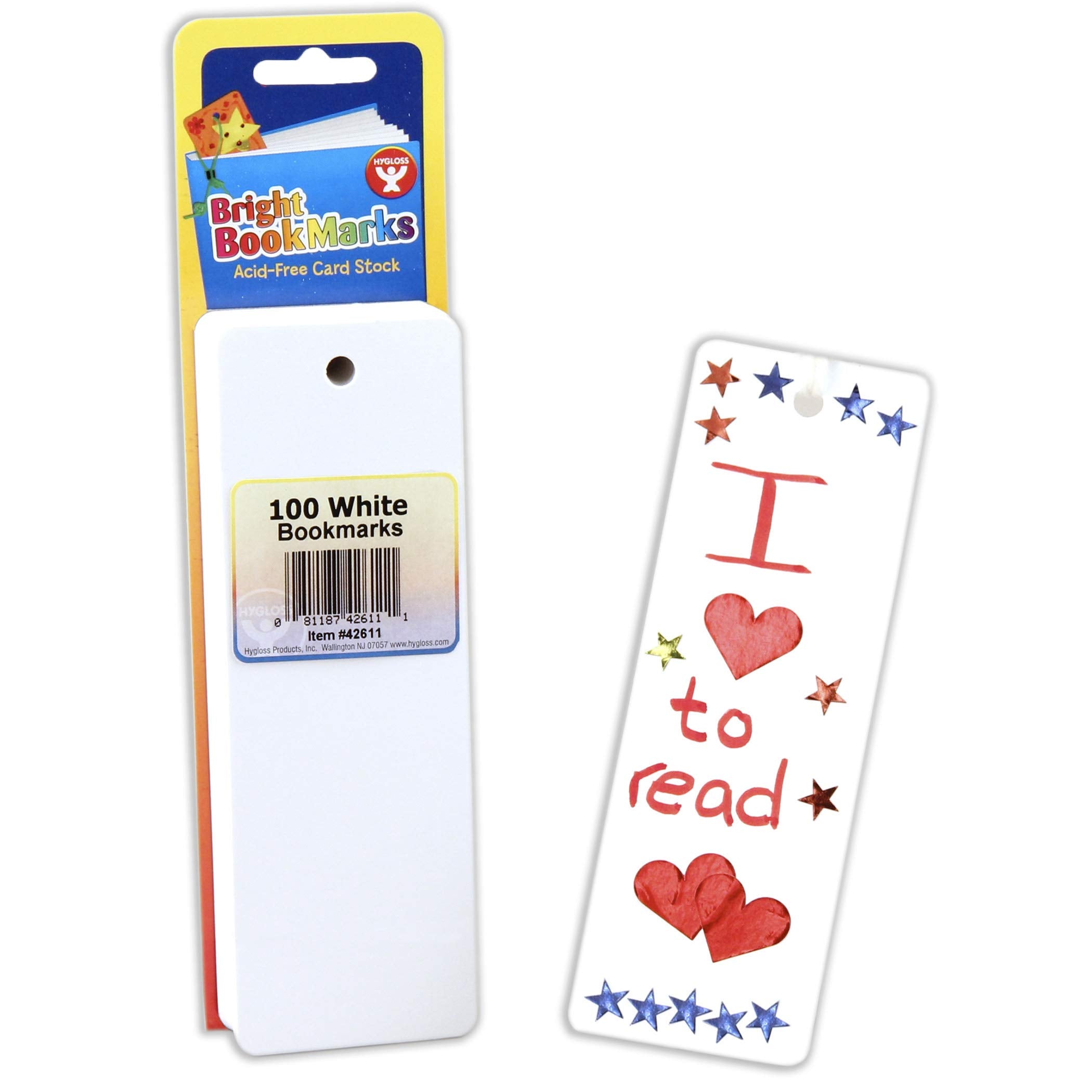 Hygloss Mighty Bright Bookmarks, 100 Ultra White