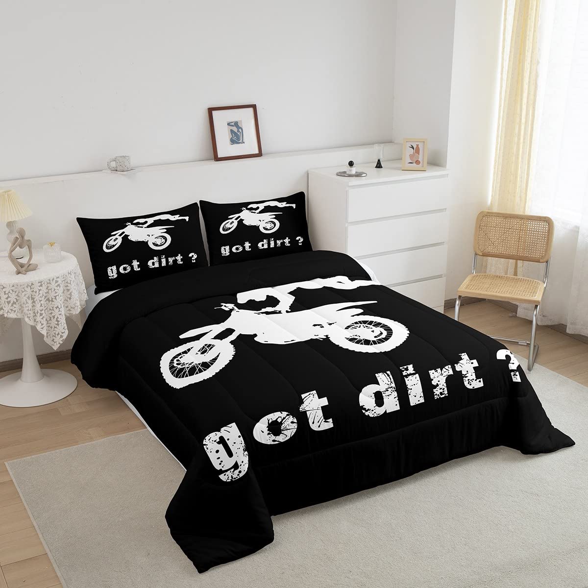 Feelyou Dirt Bike Bedding Set Boys Extreme Sports Comforter Set For Kids Boys Motocross Rider Comforter Cool Sports Quilt Set 1