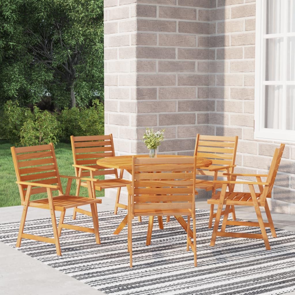 vidaXL Patio Dining Set 6 Piece, Patio Table and Chairs, Conversational Set, Outdoor Furniture Set for Garden Porch Backyard, Farmhouse, Solid Wood Acacia