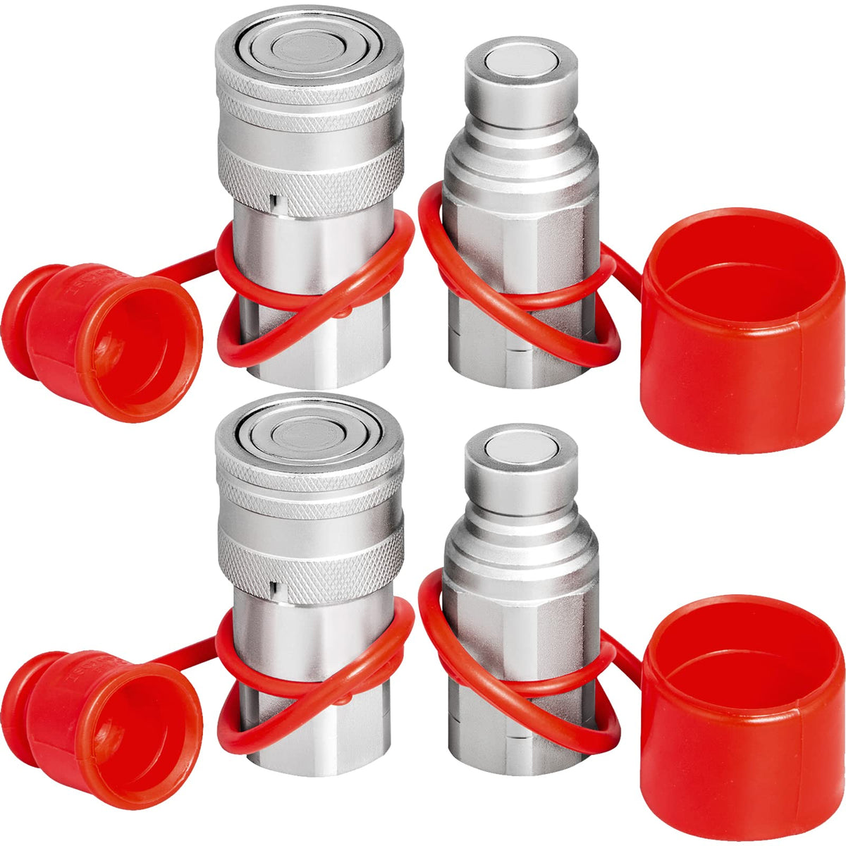 Bestauto Skid Steer Hydraulic Quick Connect 1/2'' Body Hydraulic Coupler 1/2'' NPT Hydraulic Coupling Quick Connect 2 Pairs Hydr