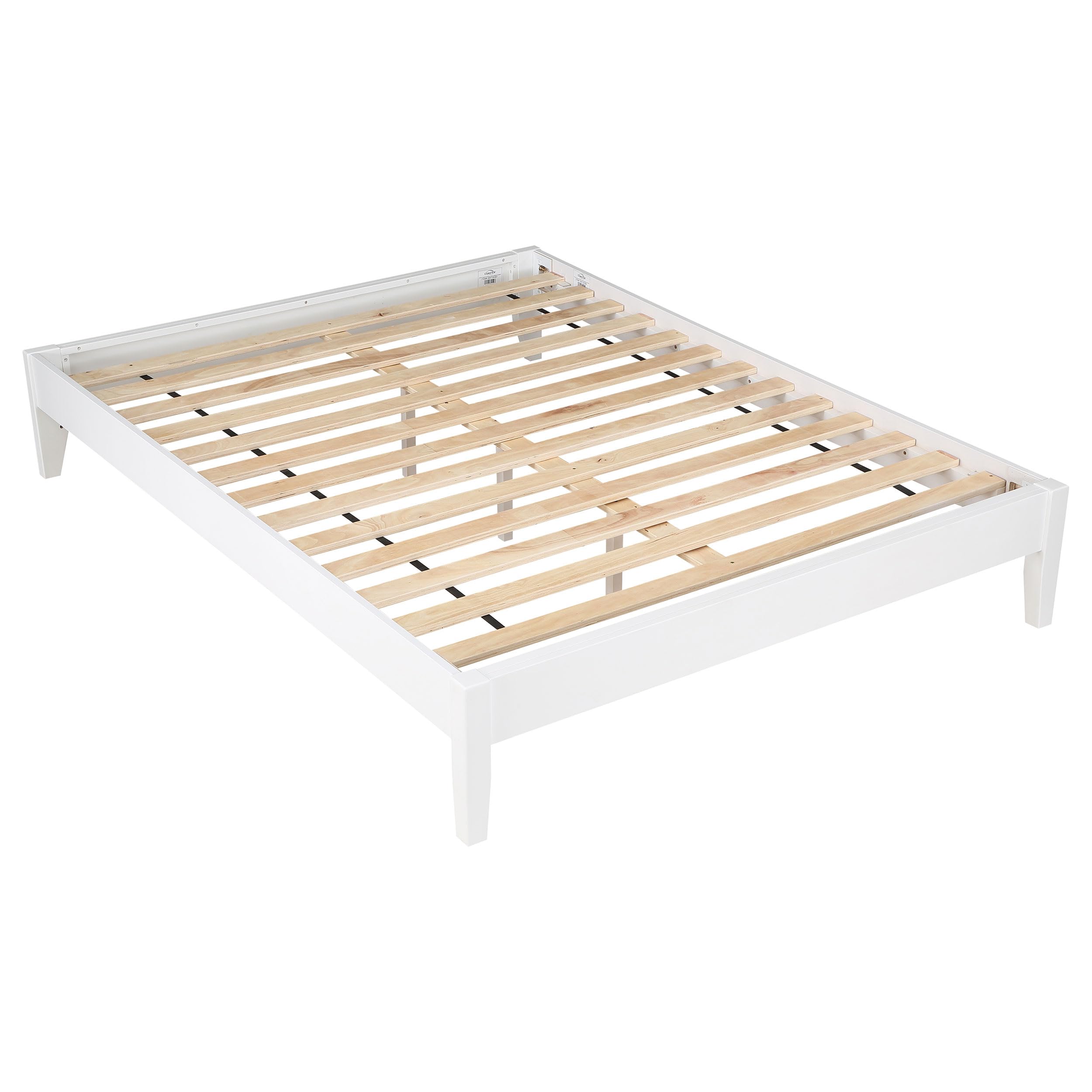 Coaster Home Furnishings Hounslow Contemporary California King Size Pine Wood Platform Bed Frame Headboard Compatible Bed Base White 306128KW